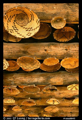 Native Indians baskets hanging from ceiling. Hubbell Trading Post National Historical Site, Arizona, USA (color)