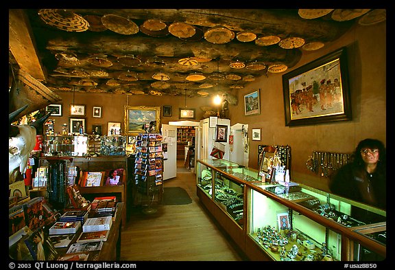 Room with baskets and jewelry for sale. Hubbell Trading Post National Historical Site, Arizona, USA (color)