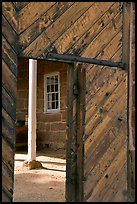 Wooden door of Winsor Castle. Pipe Spring National Monument, Arizona, USA (color)