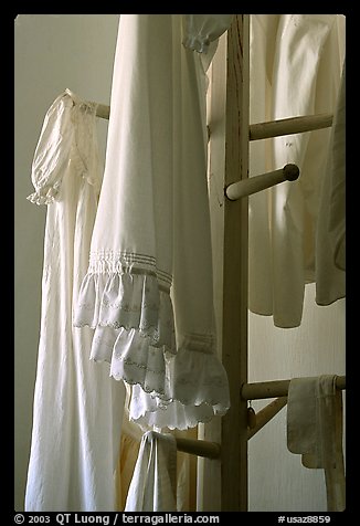 Hanging white clothes. Pipe Spring National Monument, Arizona, USA