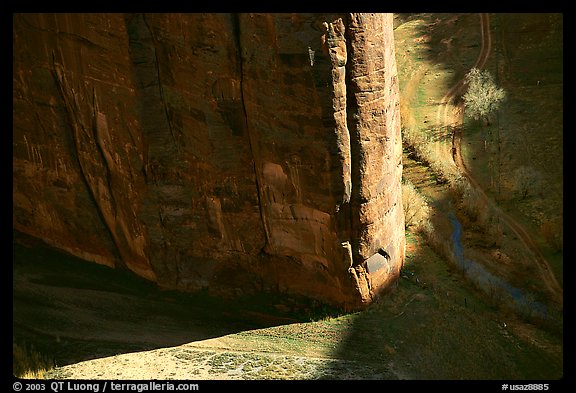 Light and shadows cast by the steep walls of Canyon de Muerto. Canyon de Chelly  National Monument, Arizona, USA (color)