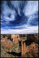 Spider Rock and skies. Canyon de Chelly  National Monument, Arizona, USA (color)
