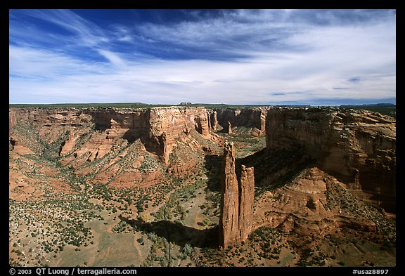 Spider Rock and skies. Canyon de Chelly  National Monument, Arizona, USA (color)