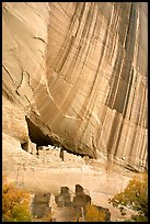 White House Anasazi ruins and wall with desert varnish. Canyon de Chelly  National Monument, Arizona, USA (color)