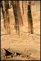 Ruins of Antelope House below huge walls. Canyon de Chelly  National Monument, Arizona, USA (color)