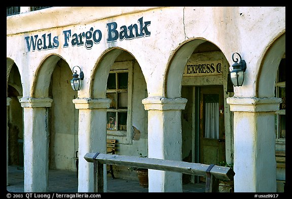 Arcades of Wells Fargo Bank, Old Tucson Studios. Tucson, Arizona, USA (color)