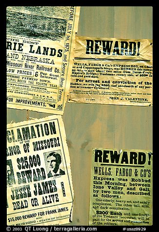 Wanted and Reward signs, Old Tucson Studios. Tucson, Arizona, USA (color)