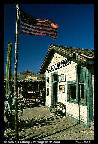 Railroad station, Old Tucson Studios. Tucson, Arizona, USA (color)