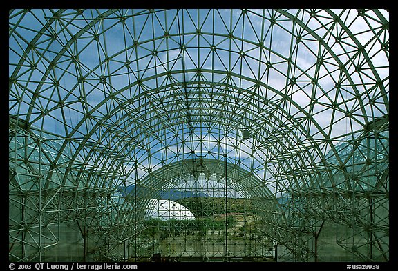 Glass enclosure seen from inside. Biosphere 2, Arizona, USA