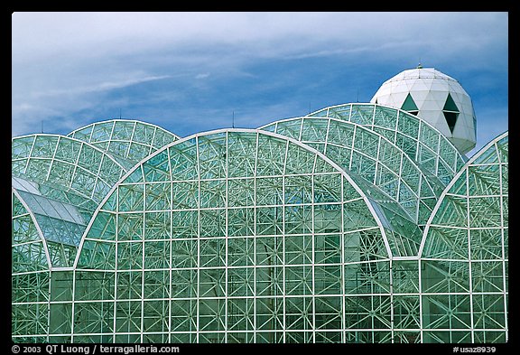 Glass enclusure and tower. Biosphere 2, Arizona, USA