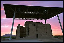 Great house at sunset, Casa Grande Ruins National Monument. Arizona, USA