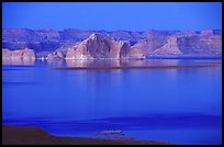 Lake Powell and Castle Rock at dusk, Glen Canyon National Recreation Area, Arizona. USA