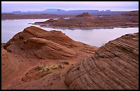 Sandstone Swirls and Lake Powell, Glen Canyon National Recreation Area, Arizona. USA (color)