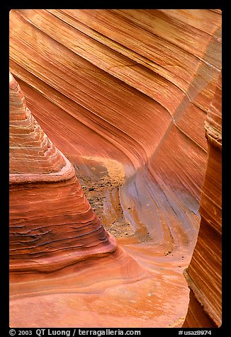 The Wave, side formation. Coyote Buttes, Vermilion cliffs National Monument, Arizona, USA (color)