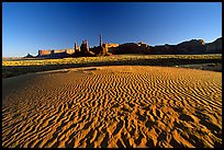 Sand dunes, Yei bi Chei, and Totem Pole, late afternoon. Monument Valley Tribal Park, Navajo Nation, Arizona and Utah, USA