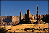 Yei bi Chei and Totem Pole, afternoon. Monument Valley Tribal Park, Navajo Nation, Arizona and Utah, USA ( color)