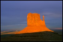 Mitten at sunset. Monument Valley Tribal Park, Navajo Nation, Arizona and Utah, USA (color)
