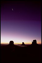 Buttes at dawn with short start trails. Monument Valley Tribal Park, Navajo Nation, Arizona and Utah, USA ( color)