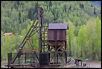 Mining structure and hillside with aspens. Colorado, USA (color)