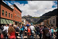 Crowds on main street during Mountain film festival. Telluride, Colorado, USA (color)