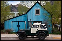 Jeep and blue house. Telluride, Colorado, USA (color)