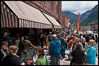 People gathering in front of movie theater. Telluride, Colorado, USA (color)