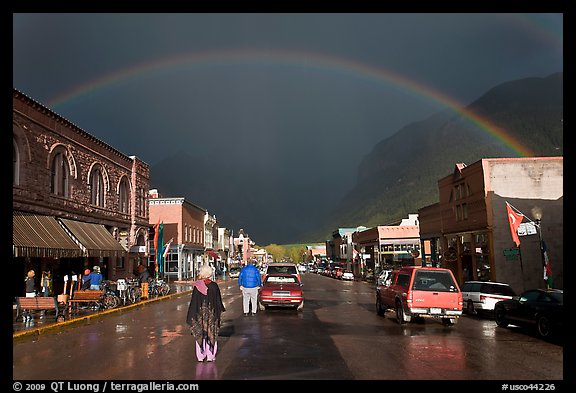 Main street with rainbow. Telluride, Colorado, USA