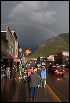 Main street sidewalk and rainbow. Telluride, Colorado, USA ( color)