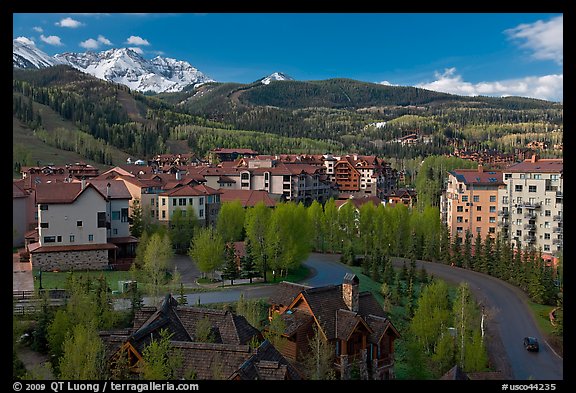 Mountain village, morning. Telluride, Colorado, USA (color)