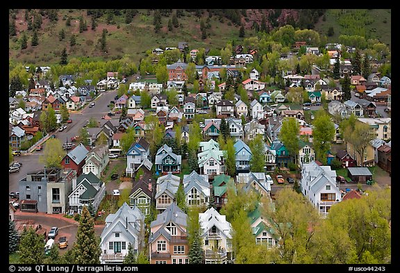 Town seen from above. Telluride, Colorado, USA (color)