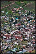 Aerial view of streets and buildings. Telluride, Colorado, USA