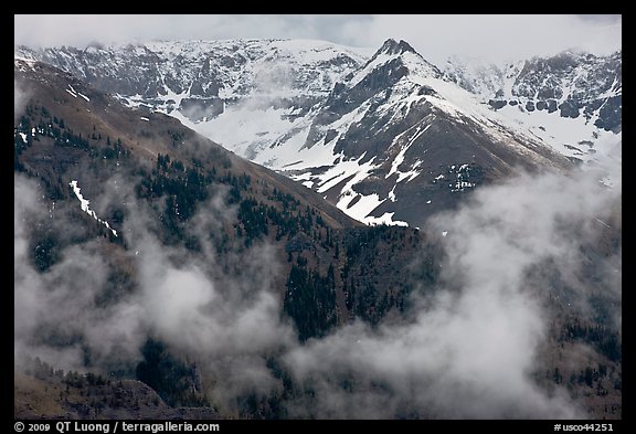 Snowy peaks and clouds. Telluride, Colorado, USA