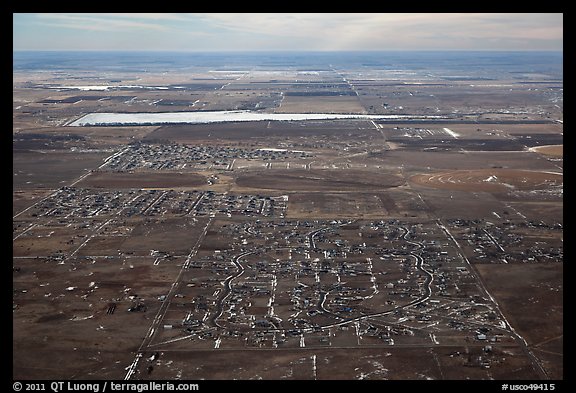 Aerial view of subdivision and plains. Colorado, USA (color)