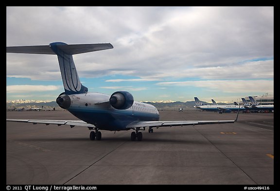 Jet taxiing, Denver International Airport. Colorado, USA (color)