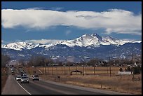 Rocky Mountains from Front Range in winter. Colorado, USA