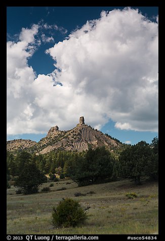 Afternoon clouds over rocks. Chimney Rock National Monument, Colorado, USA (color)