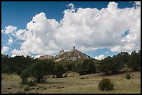 Meadows, rocks, and clouds. Chimney Rock National Monument, Colorado, USA (color)