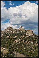 Chimney Rock and Companion Rock. Chimney Rock National Monument, Colorado, USA (color)