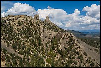 Spires of Cretaceous Period. Chimney Rock National Monument, Colorado, USA (color)