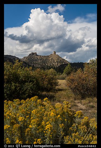 Chimney Rock landscape. Chimney Rock National Monument, Colorado, USA (color)