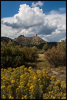 Chimney Rock landscape. Chimney Rock National Monument, Colorado, USA (color)