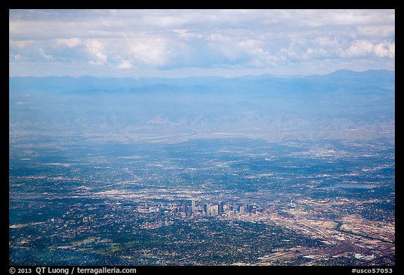 Aerial view of Denver and front range. Colorado, USA (color)