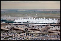 Aerial view of Denver International Airport main concourse. Colorado, USA ( color)