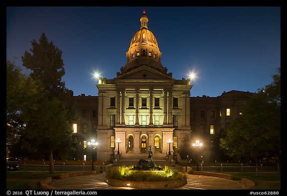 Colorado State Capitol at dusk. Denver, Colorado, USA (color)
