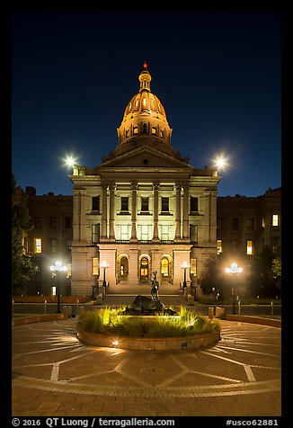 Colorado State Capitol at night. Denver, Colorado, USA (color)