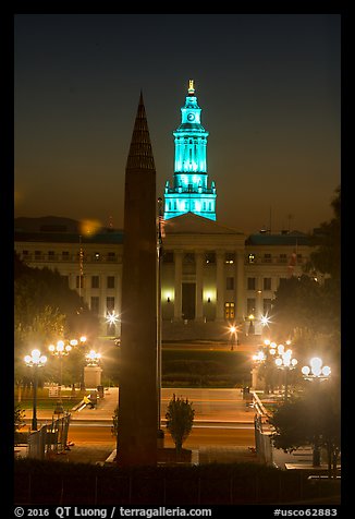 Civic Center Park and Lindsey-Flanigan courthouse at night. Denver, Colorado, USA (color)