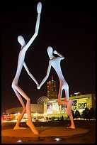 Sculpture framing Center for Performing Arts at night. Denver, Colorado, USA ( color)