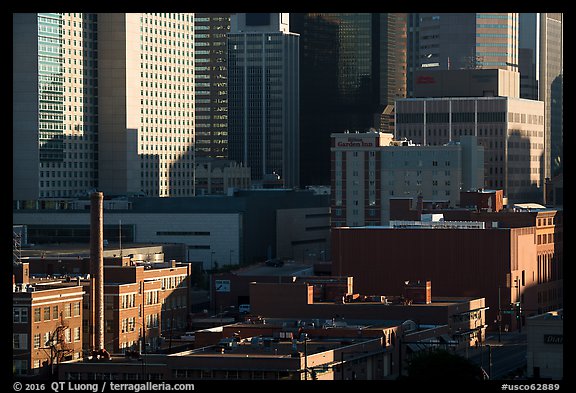 Brick buildings and downtown high-rises detail. Denver, Colorado, USA (color)