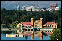 City Park Pavilion and skyline with capitol and cathedral. Denver, Colorado, USA ( color)