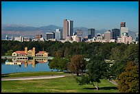 City Park, skyline, and Rocky Mountains. Denver, Colorado, USA ( color)